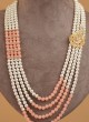 Peach And White Layered Mala For Wedding